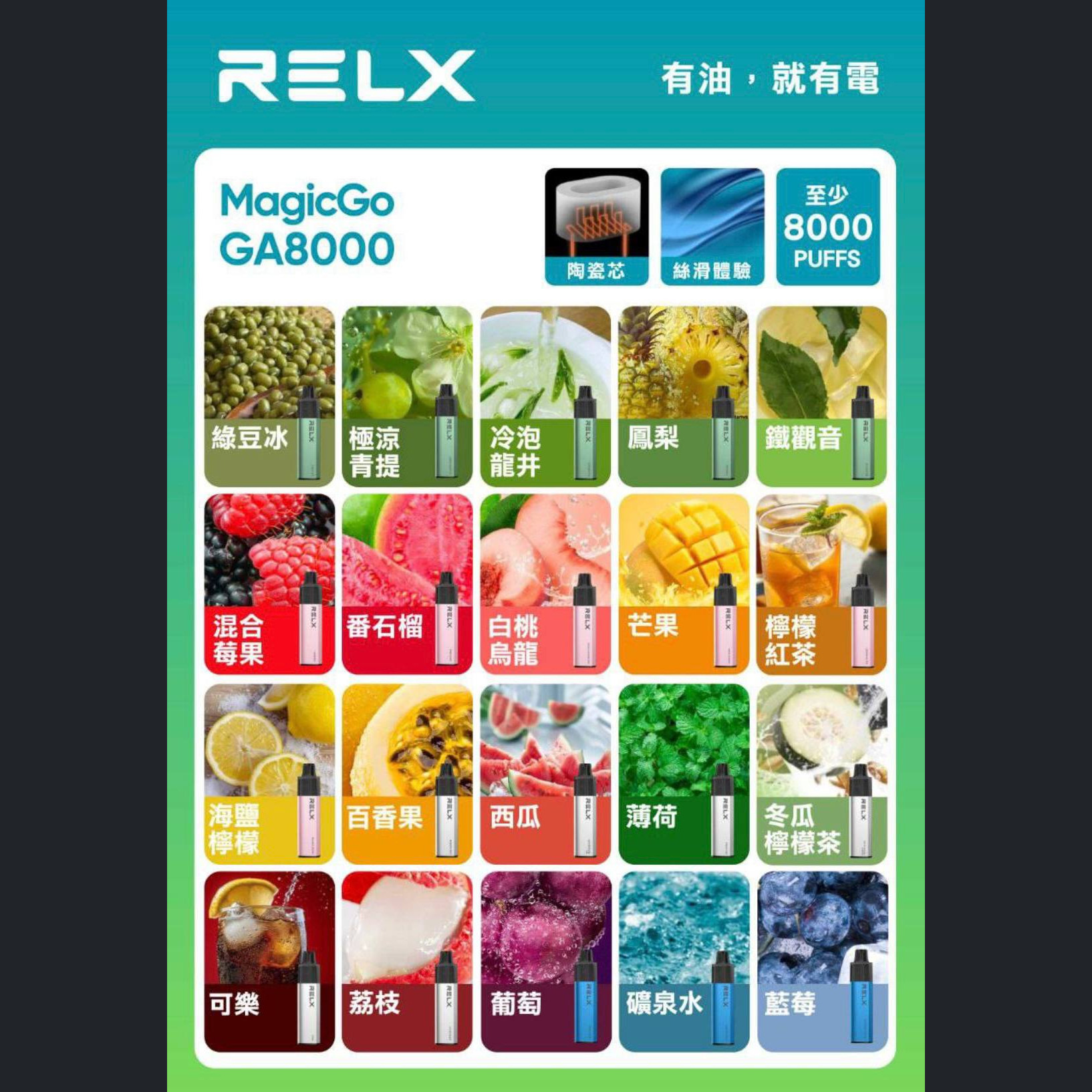 RELX悅刻GA8000口陶瓷芯拋棄式(免充電)