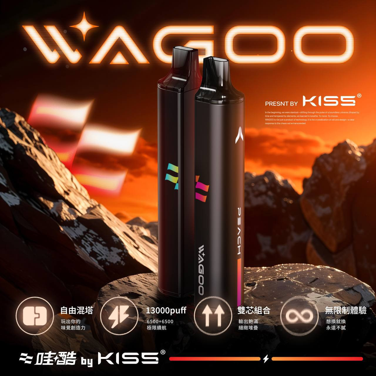 (New!!)哇酷 WAGOO & KIS5 6500口 雙芯雙倉拋棄式
